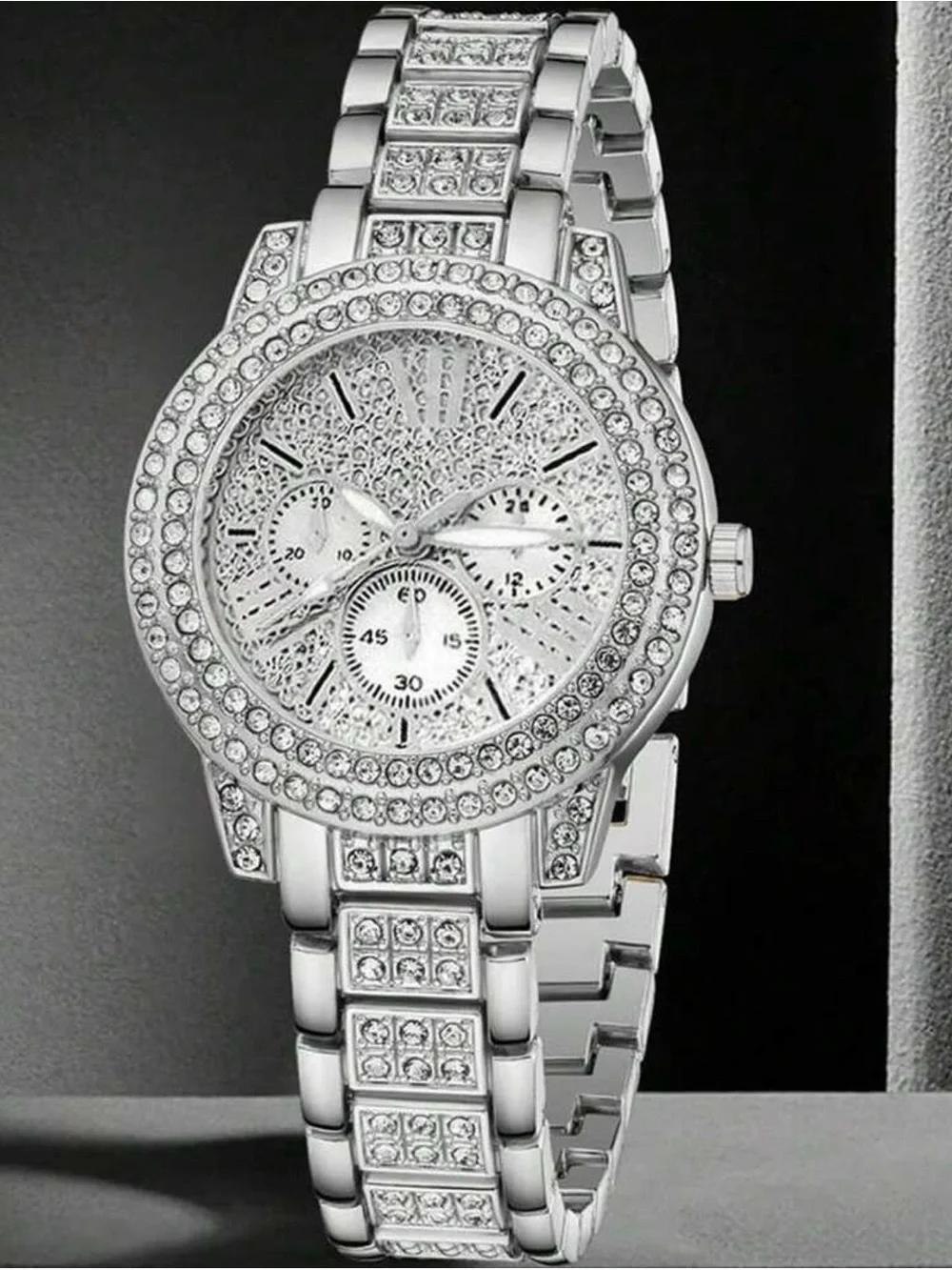 5 piece Sterling Silver Crystal Watch and Jewelry Set - box not included